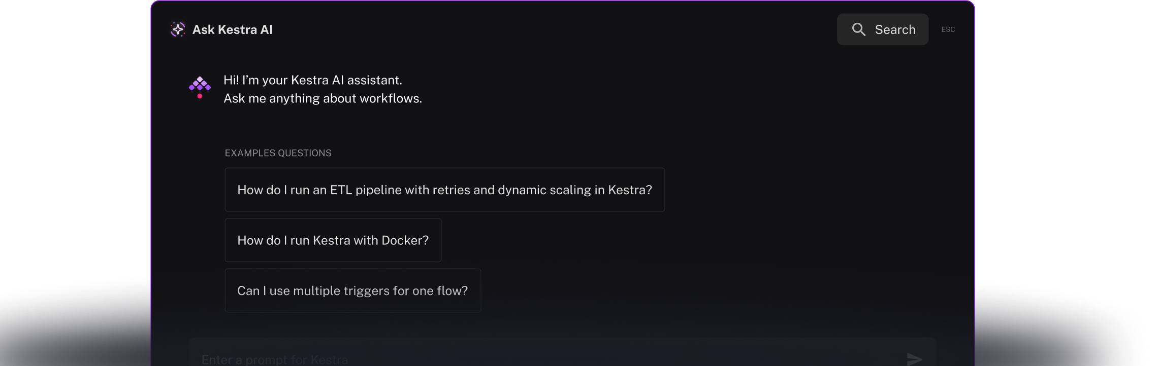 AI Prompt reading Ask Kestra AI
